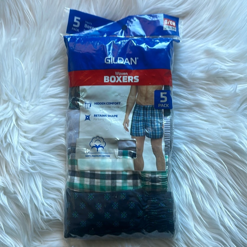 Gilden Woven Blue Green Black Grey Set of 5 Boxers